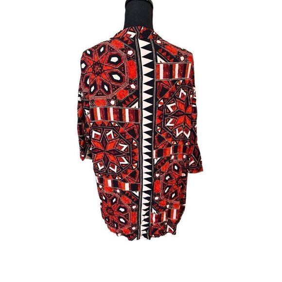 H&M Tribal Print Kimono Red Orange Black and White Medium - Picture 5 of 5